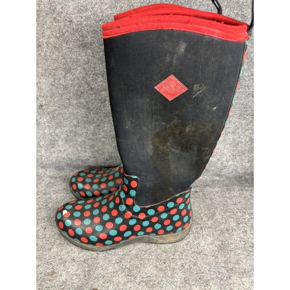 Muck Boot Company Boots Womens Size 11 Polka Dot Waterproof Neoprene Tall Rain - Picture 1 of 8